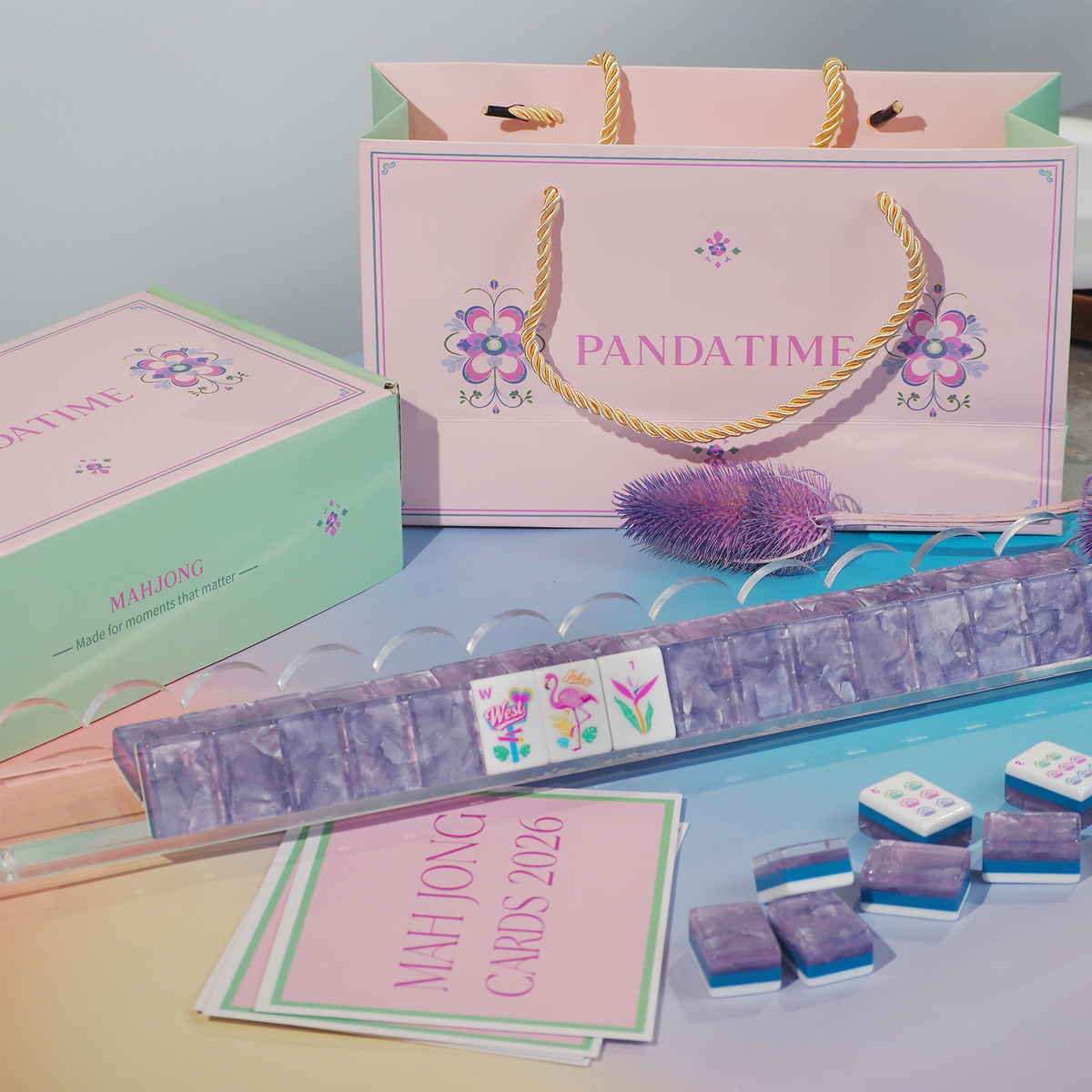 PANDATIME Palm Beach Mahjong Set - Lavender Cloud