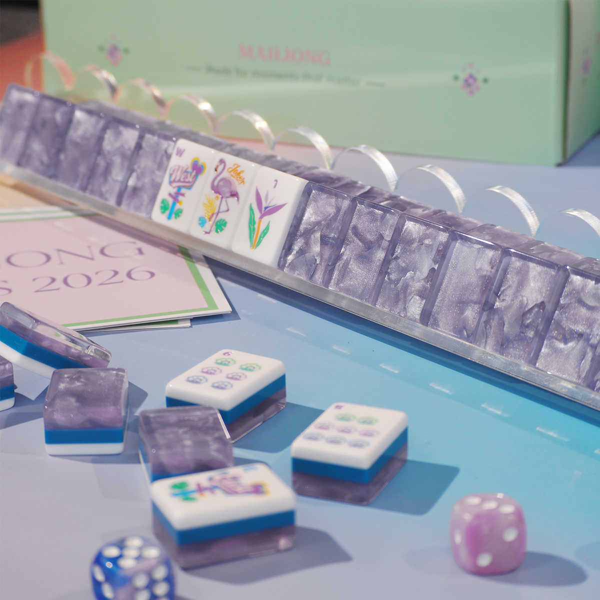 PANDATIME Palm Beach Mahjong Set - Lavender Cloud