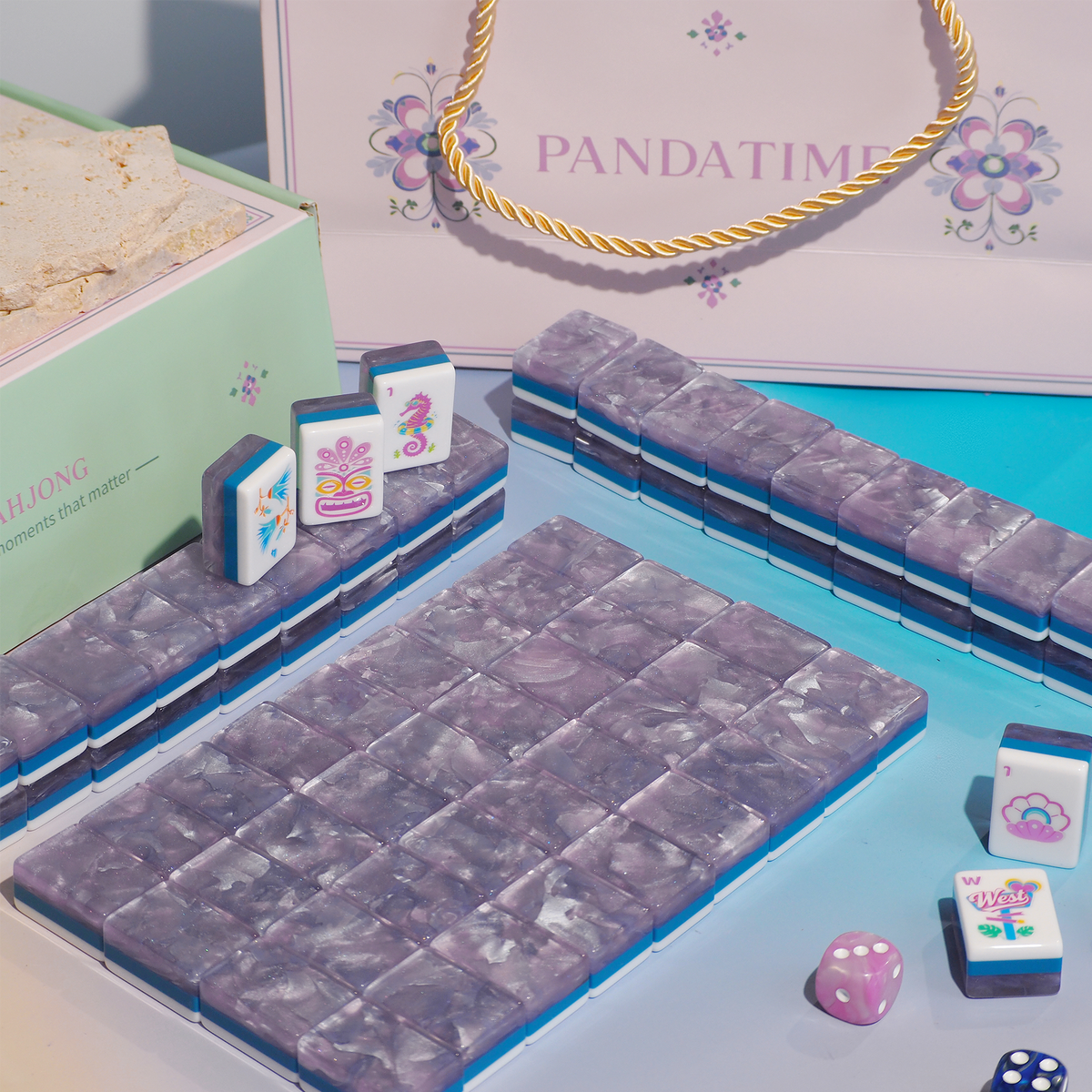 PANDATIME Palm Beach Mahjong Set - Lavender Cloud