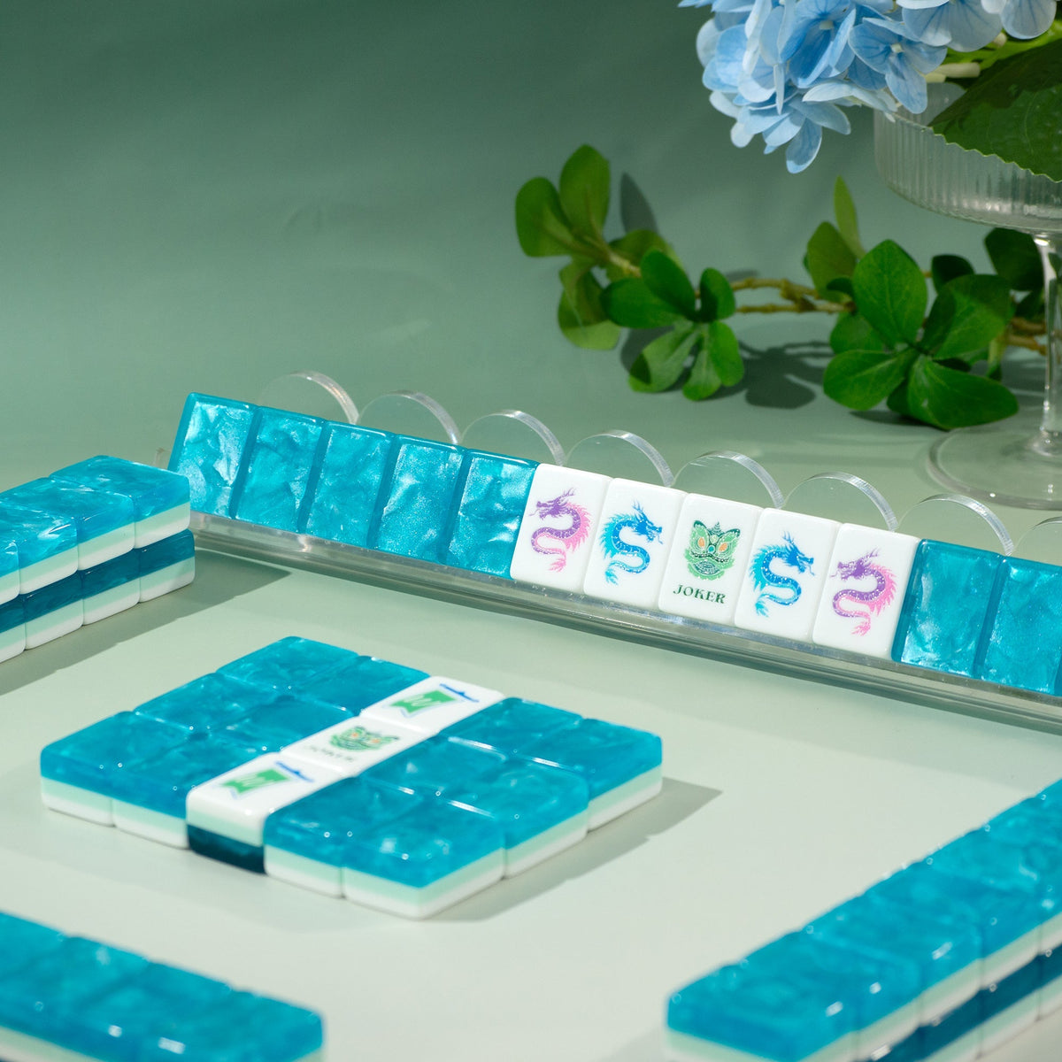 PANDATIME Garden Party Mahjong Set - Aqua Lagoon