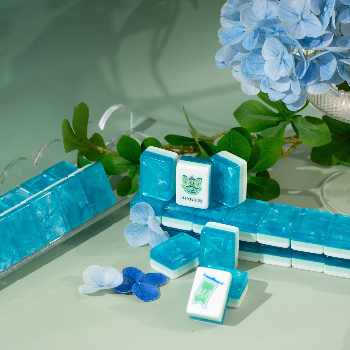 PANDATIME Garden Party Mahjong Set - Aqua Lagoon