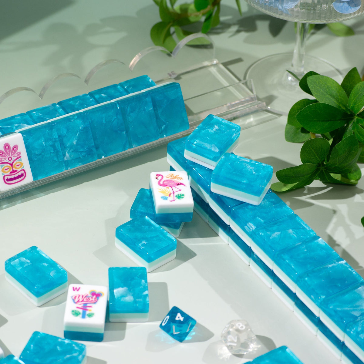 PANDATIME Palm Beach Mahjong Set - Aqua Lagoon
