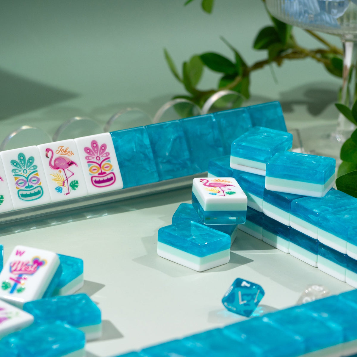 PANDATIME Palm Beach Mahjong Set - Aqua Lagoon