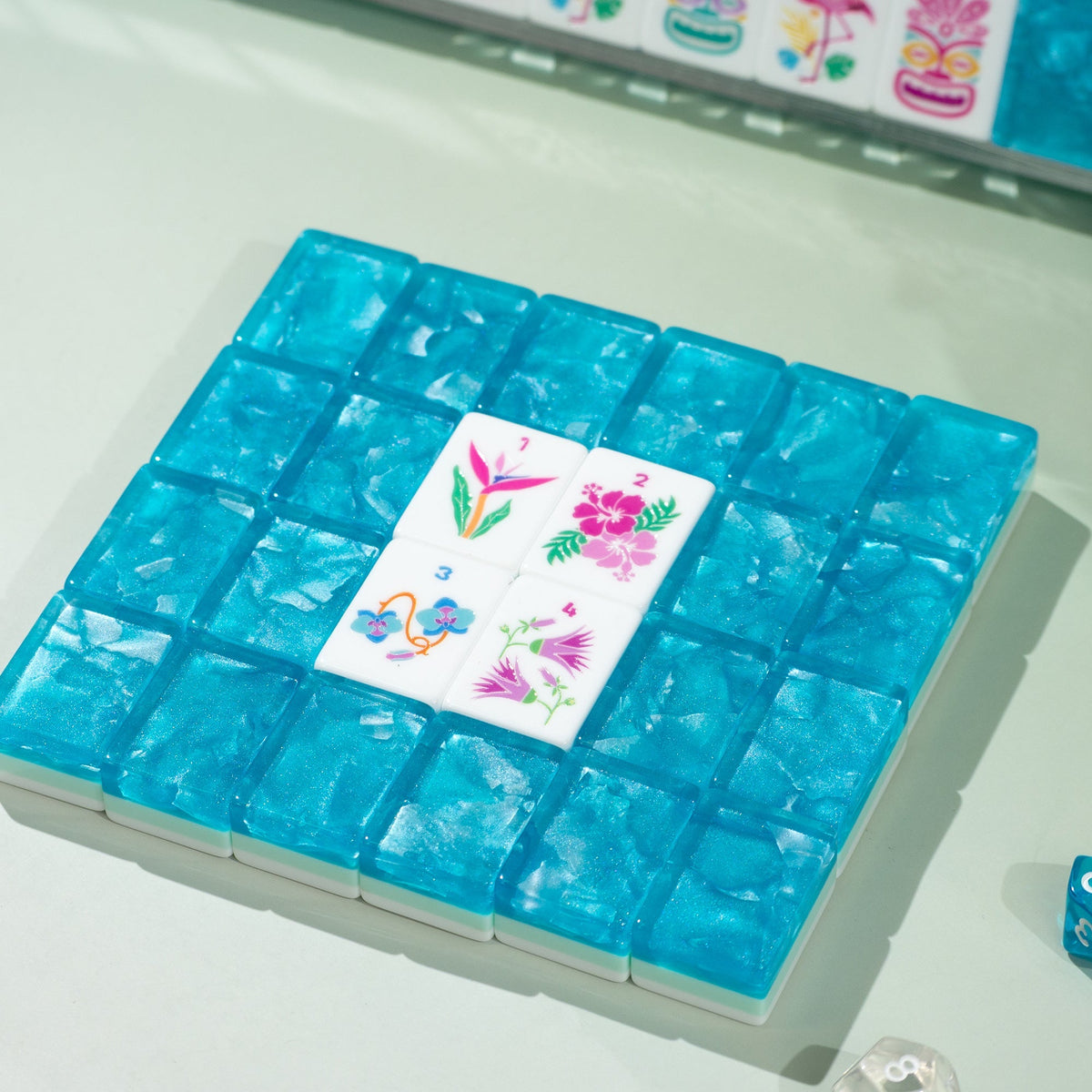 PANDATIME Palm Beach Mahjong Set - Aqua Lagoon