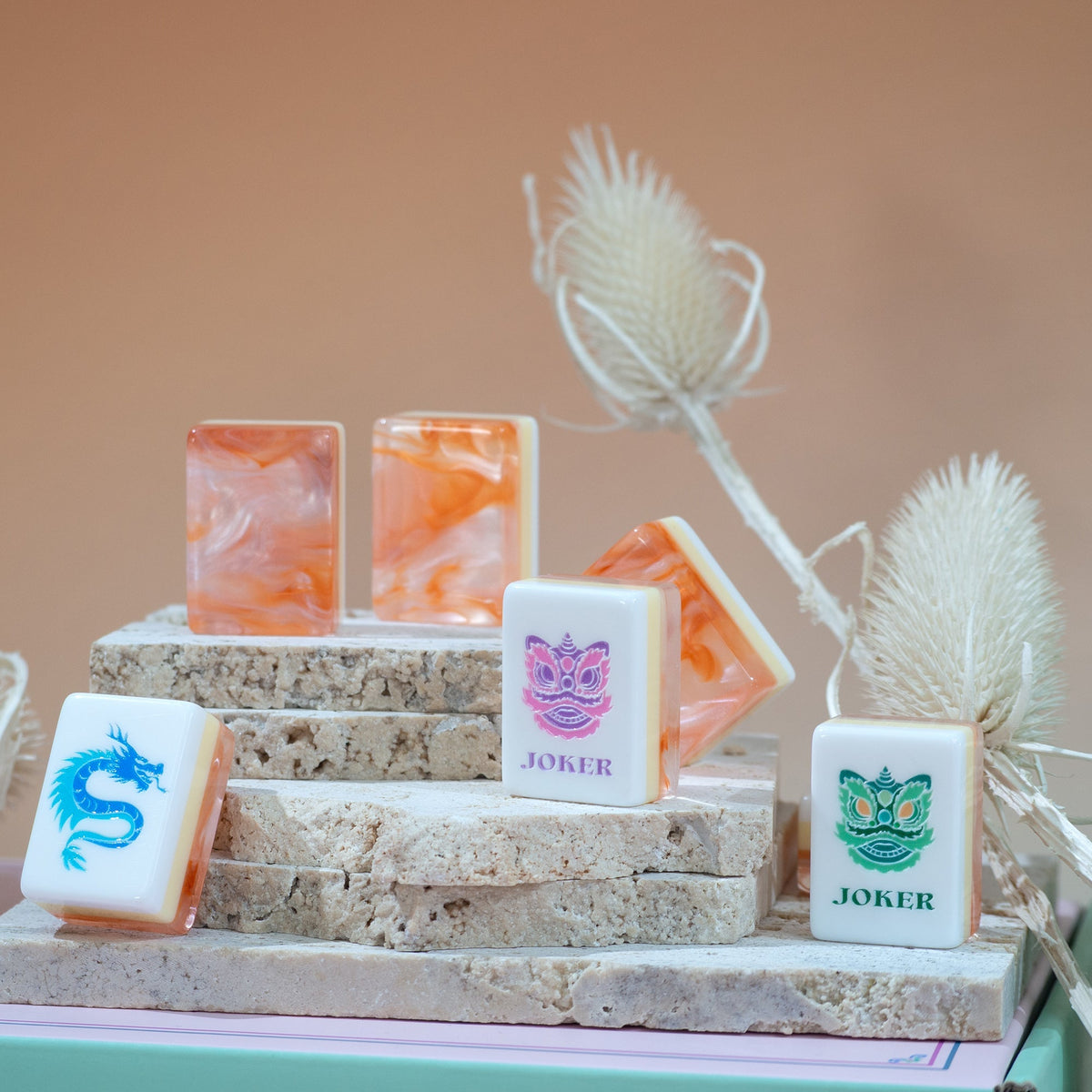 PANDATIME Garden Party Mahjong Set - Coral Glow