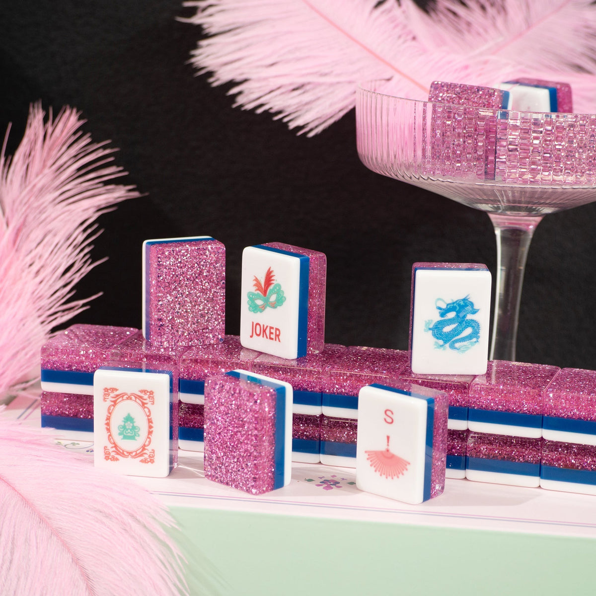PANDATIME Jade Bloom Mahjong Set - Pink Stardust