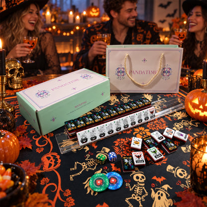 Halloween American Mahjong Set – Engraved Acrylic Tiles with Gift Box