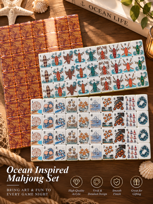 Ocean Inspired American Mahjong Set – Acrylic Coastal Tile Collection