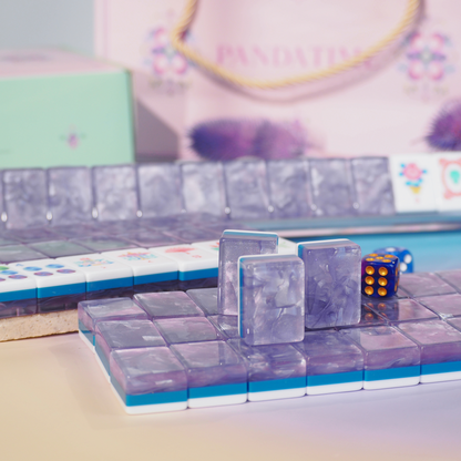 PANDATIME Jade Bloom Mahjong Set - Lavender Cloud