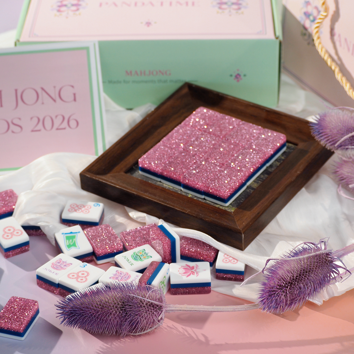 PANDATIME Garden Party Mahjong Set - Pink Stardust