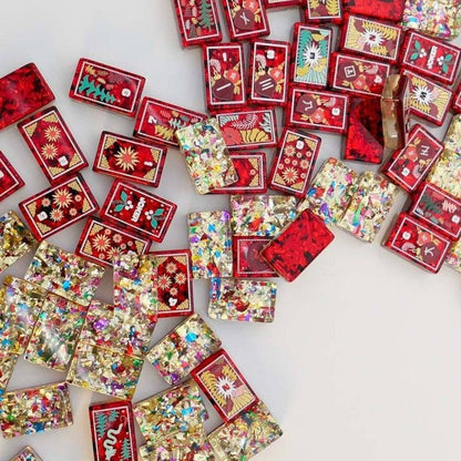 Luxury Red & Gold American Mahjong Set – Floral, Botanical & Jewel-Inspired Design