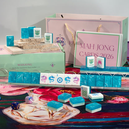 PANDATIME Garden Party Mahjong Set - Aqua Lagoon