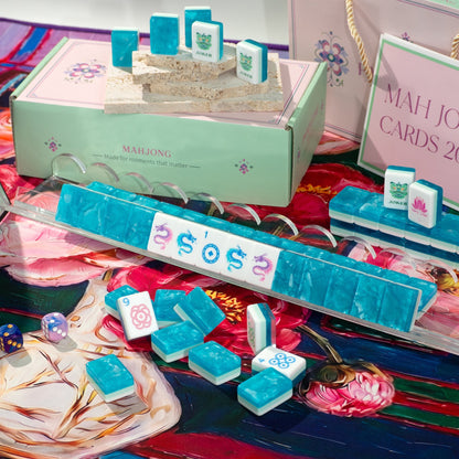 PANDATIME Garden Party Mahjong Set - Aqua Lagoon