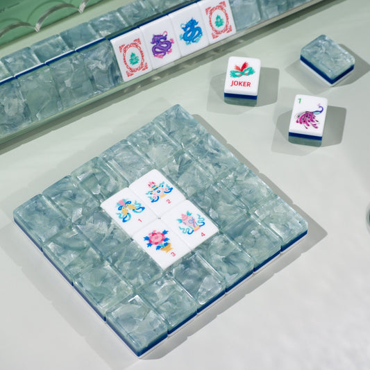 PANDATIME Jade Bloom Mahjong Set - Moonstone Pearl