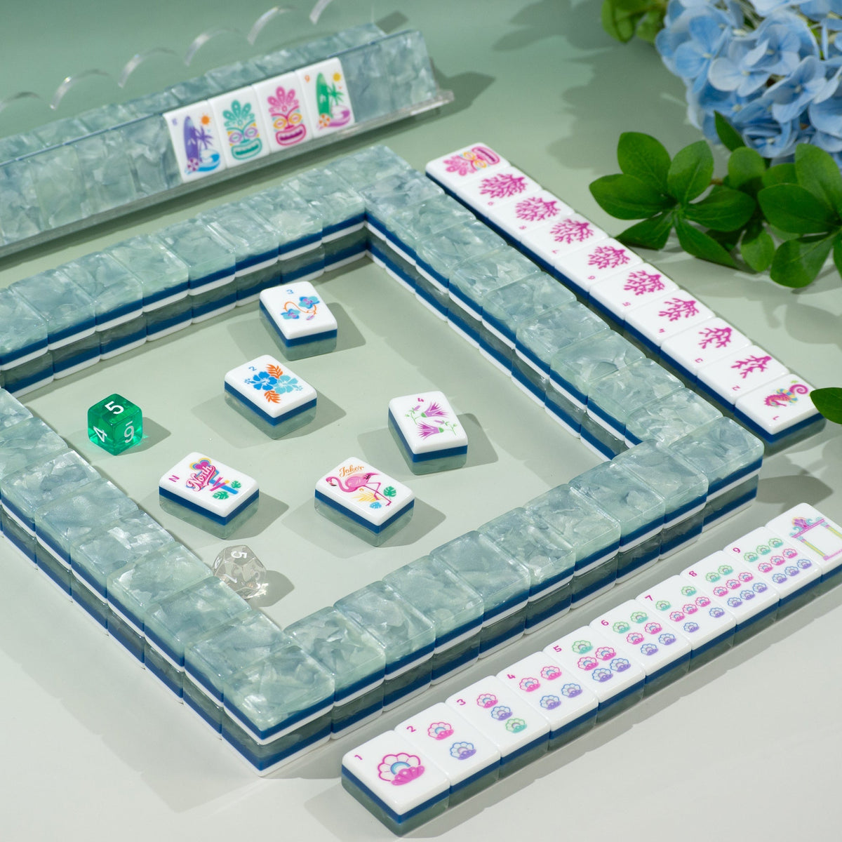PANDATIME Palm Beach Mahjong Set - Moonstone Pearl