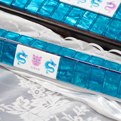 PANDATIME Garden Party Mahjong Set - Sapphire Blue