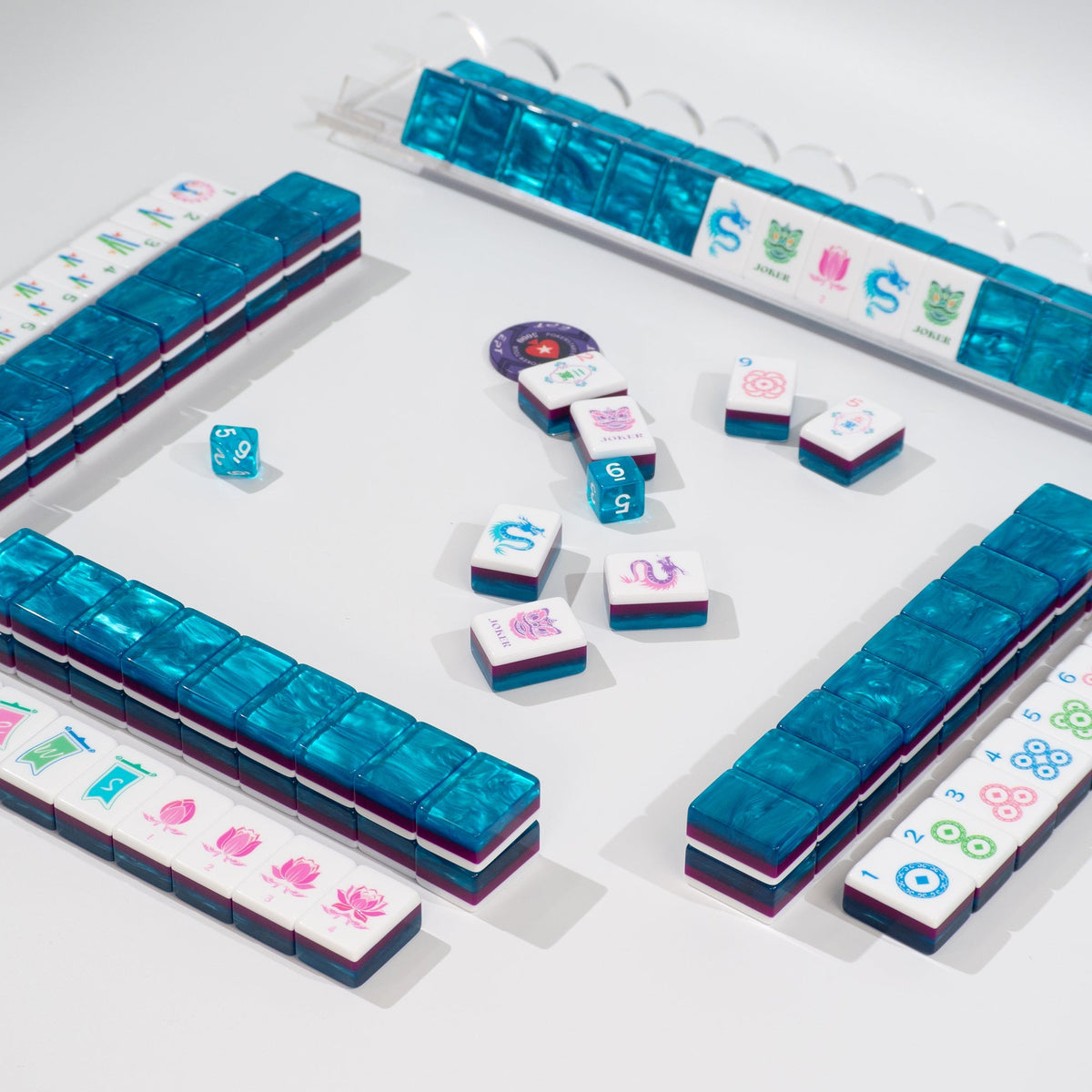 PANDATIME Garden Party Mahjong Set - Sapphire Blue