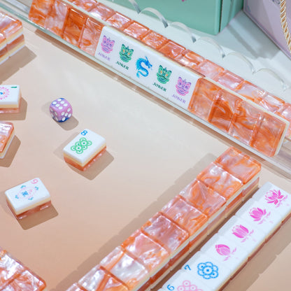PANDATIME Garden Party Mahjong Set - Coral Glow
