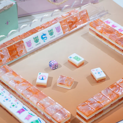 PANDATIME Garden Party Mahjong Set - Coral Glow