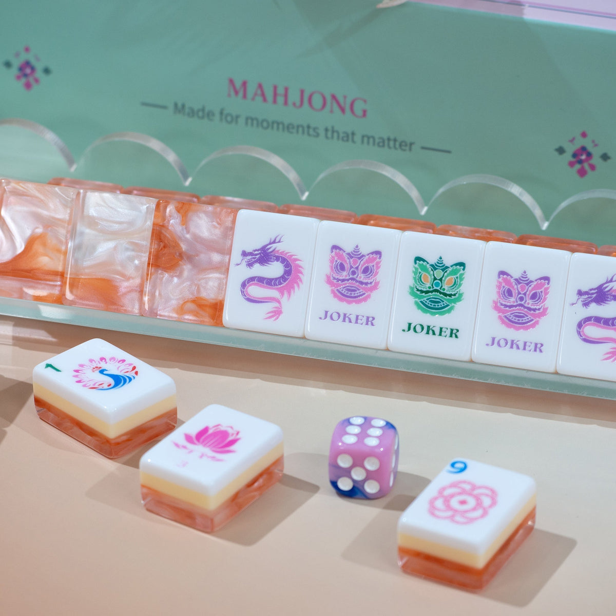 PANDATIME Garden Party Mahjong Set - Coral Glow