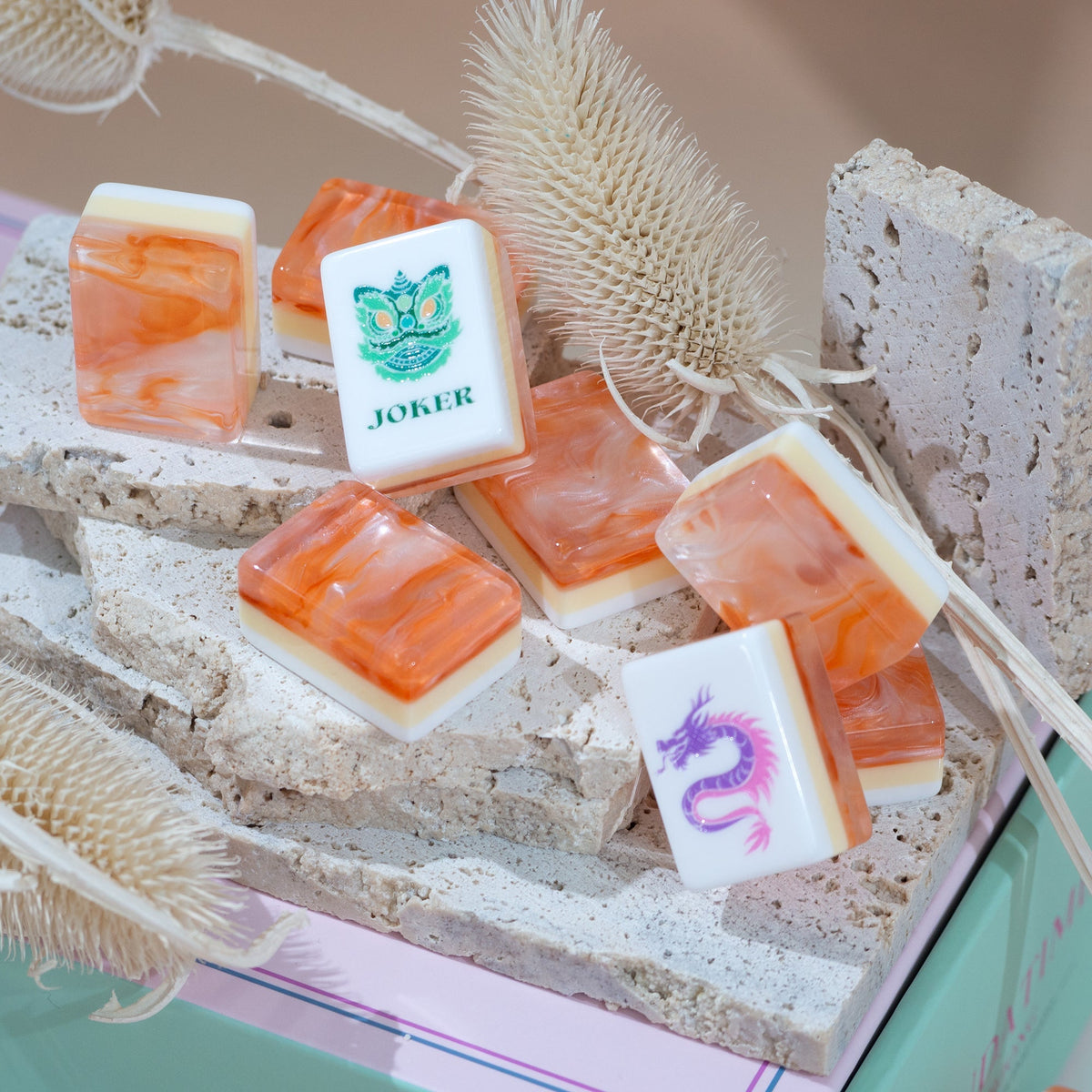 PANDATIME Garden Party Mahjong Set - Coral Glow