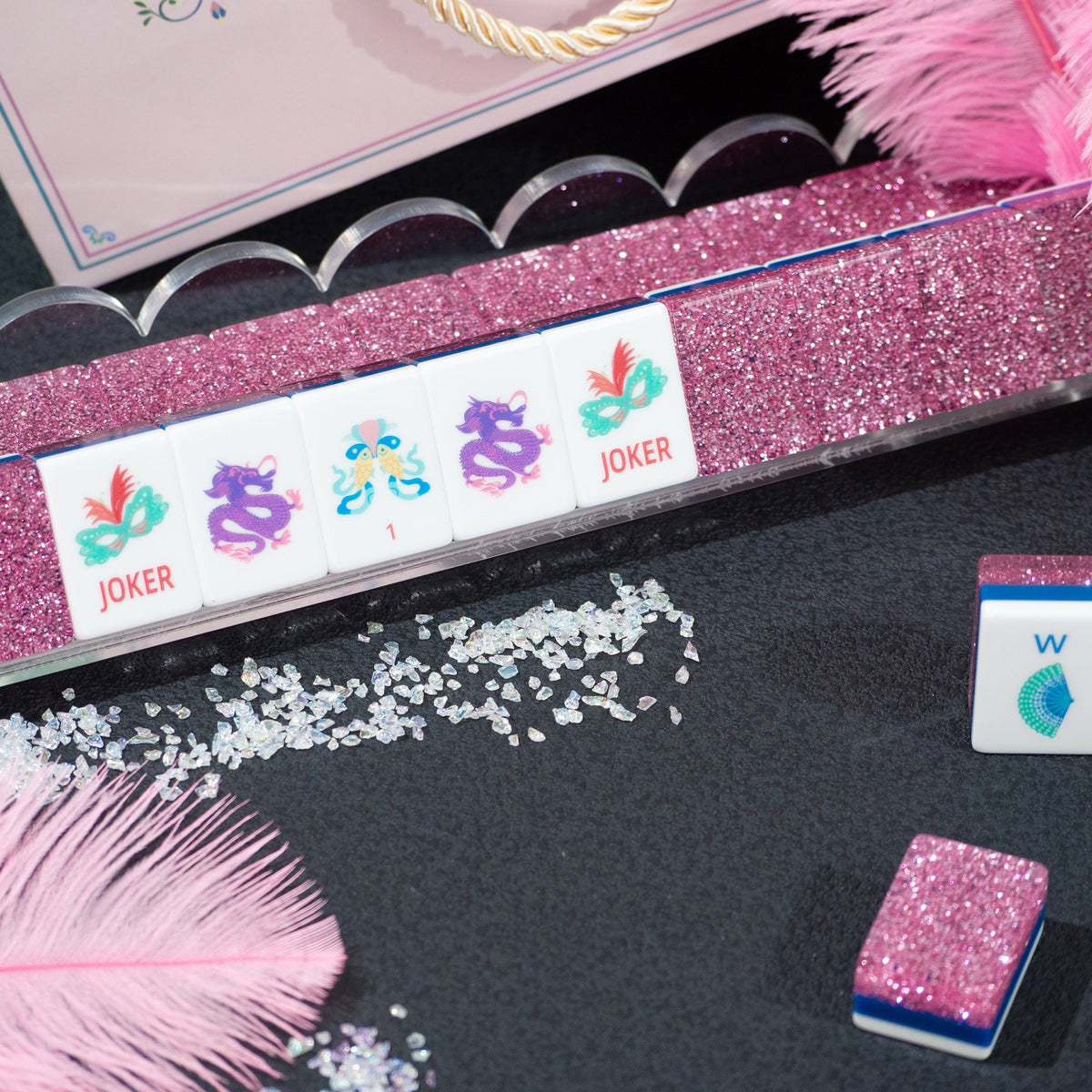 PANDATIME Jade Bloom Mahjong Set - Pink Stardust