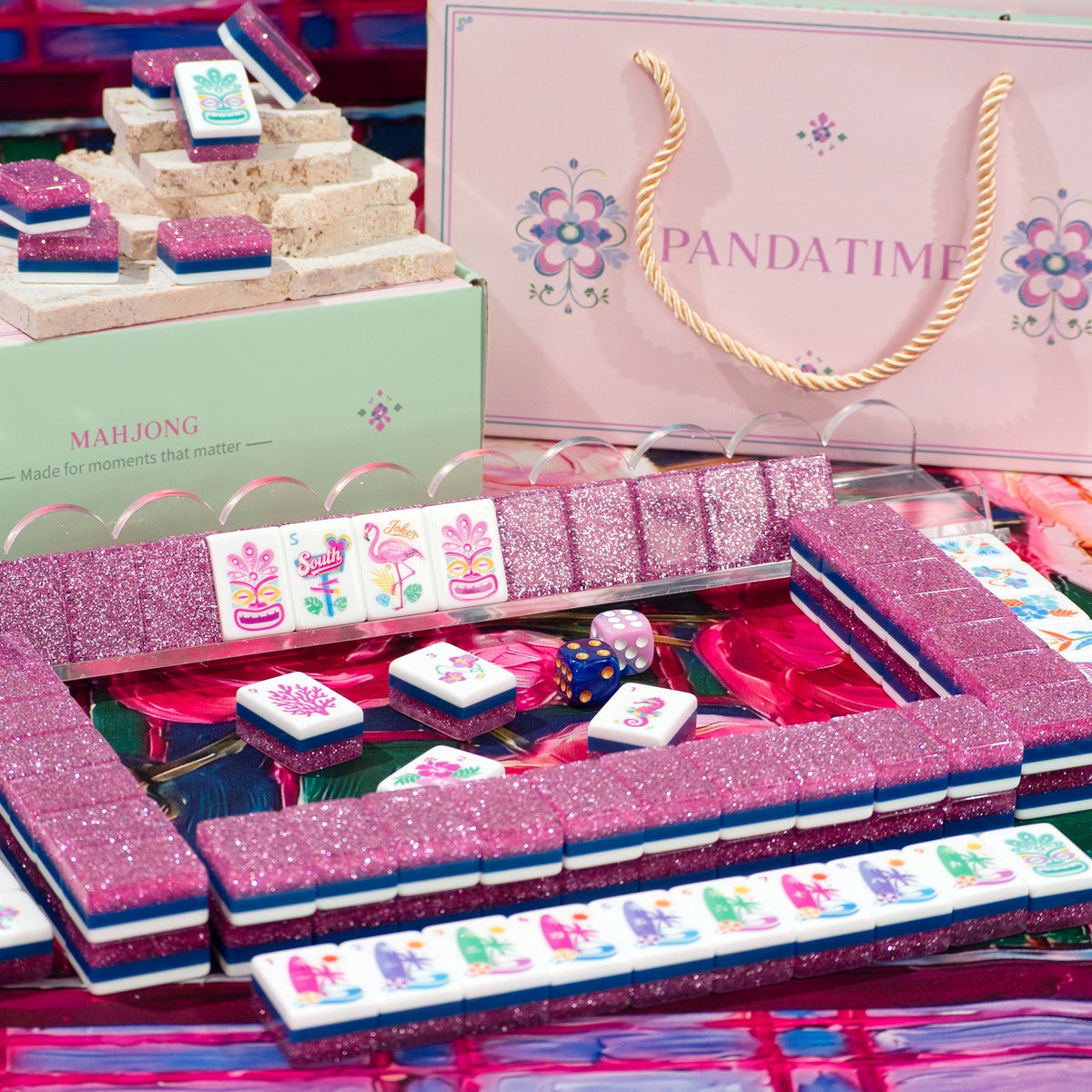 PANDATIME Palm Beach Mahjong Set - Pink Stardust